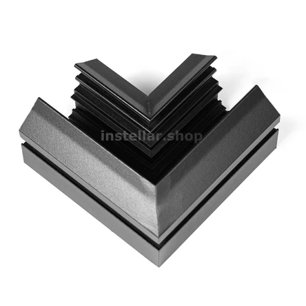 Угол 90 градусов для встраиваемого магнитного шинопровода под гарпунную систему с боковыми маскирующими вставками и торцевыми заглушками, instellar